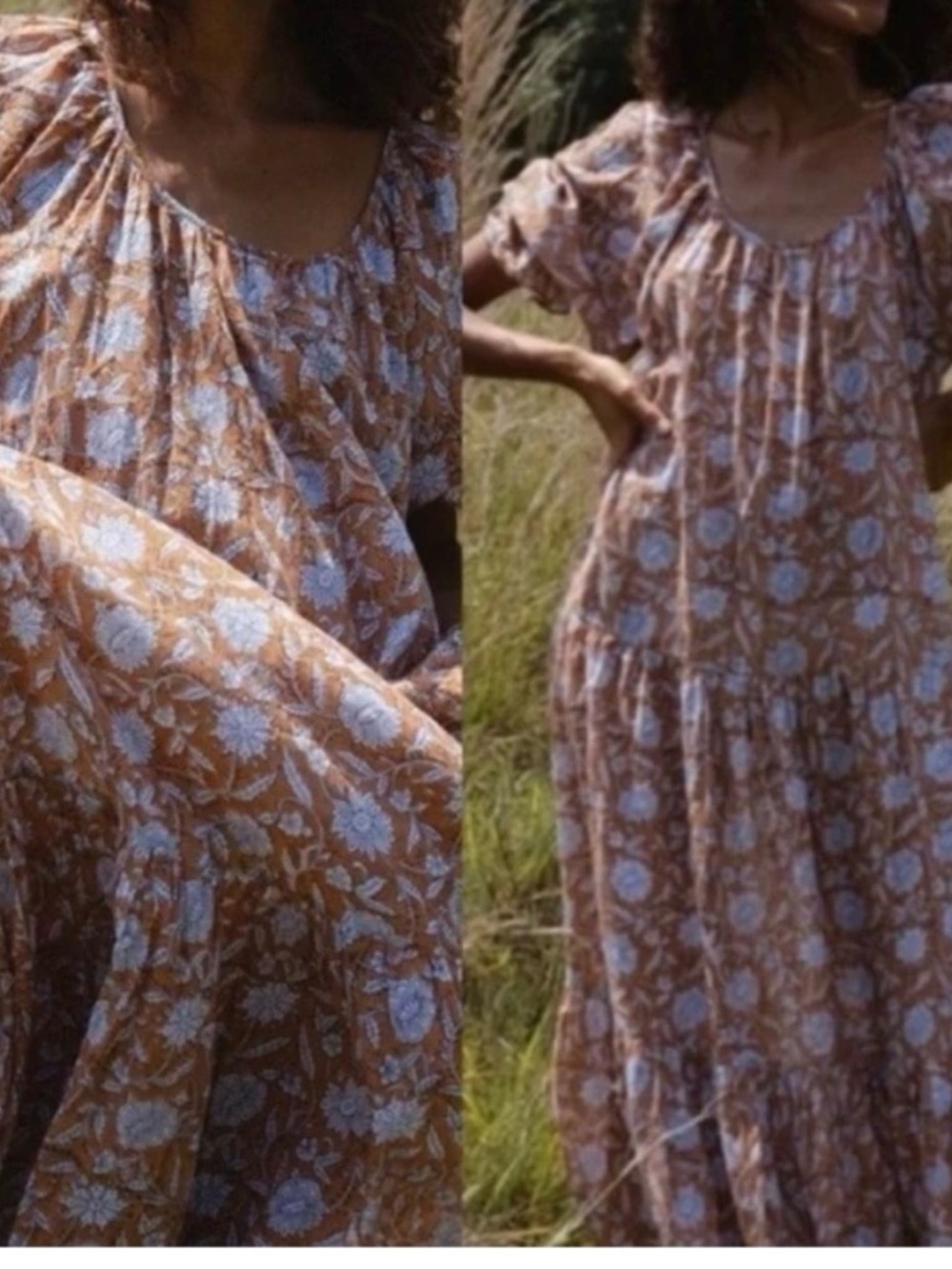 Daughters of India Brown & White Floral Maxi Dress - Picture 2 of 4